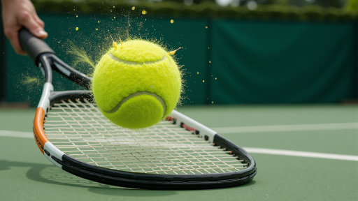 网球场上选手发出完美ACE球，对手来不及反应，球落地弹起